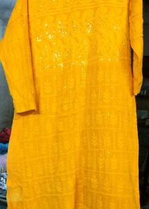 Yellow Colour Kurti Pant Sets.Very Good  Sets Hai.