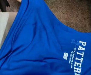 Blue Graphic Print Oversized Tee
