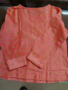 Peach Top with Gold Print