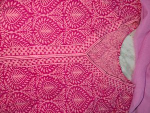 Pink Kurta Leggings Dupatta Set.