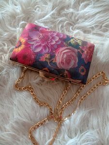 Floral Clutch with Chain