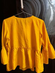 Yellow Tie-Neck Top