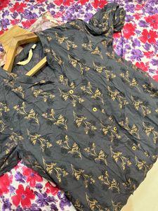 Grey Floral Kurta- Size S