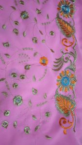 Pink Embroidery Design Saree