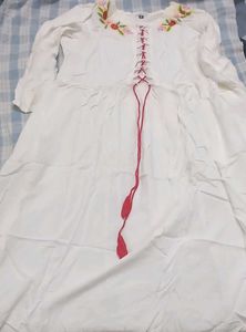 White Long Kurti with side slit