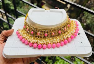 Pink Beaded Tikka Set ❤️