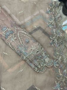 Elegant  Nude Peach Embroidered Pakistani Suit