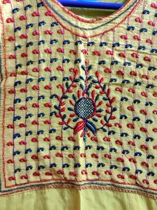 Yellow Embroidered Kurti