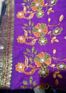Purple Embroidered Saree💜/Free Blouse