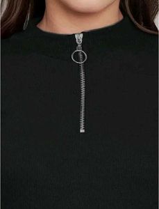 Black Long Sleeve Zip Top