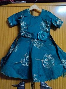 Teal & Gold Girls' Party Dress