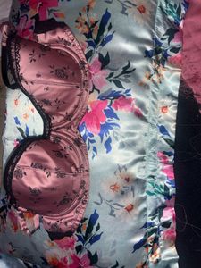 Satin Floral Bra