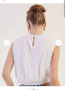 Floral Embroidered Lace Trim Top