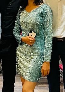 Blue Sequin mini Dress For Party
