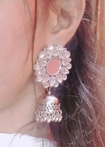 Oxidise And Mirror Work Earring