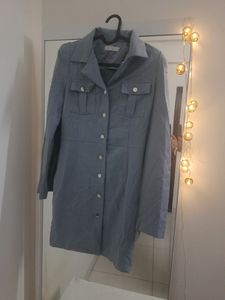 Powder Blue Korean Dress With Shoulder Pads