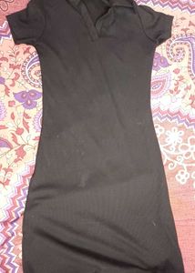 Ribbed Black Midi Dress