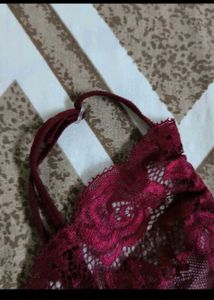 Maroon Lace Babydoll Nighty