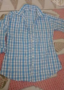 Blue Plaid Button-Down Shirt