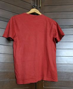 Women Red Cotton Regular Fit Casual Tshirt