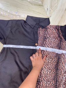 Animal Print Panel Button-Down