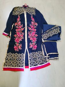(Combo Of 3 Suits) Embroidered Semi Stitched Suit