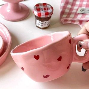 Heart Print Ceramic Mugs