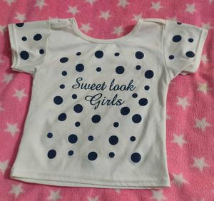 Cute 'Sweet Look Girls' Tee With Denim Dungaree