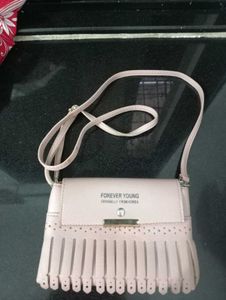 Nude Pink Fringe Crossbody Siling  Bag