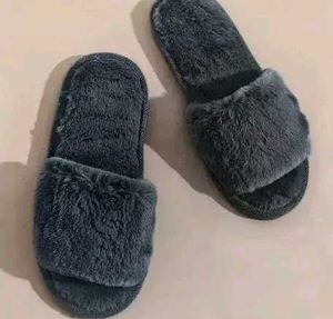 Any One Fuzzy Blue Slippers