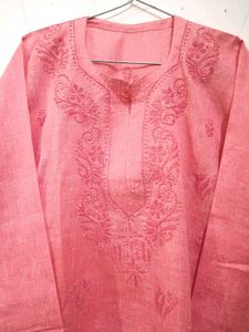 Lucknow Chikankari Embroidered Pink Kurta