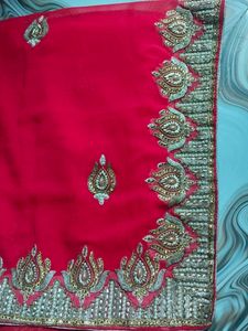 Red Embellished Saree