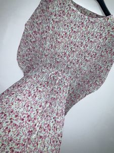 Floral Print Pleated Midi Dress