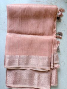 Unused Peach Saree