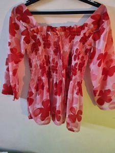 Pink Floral Peplum Top