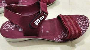 Burgundy Ankle Strap Flat Sandals