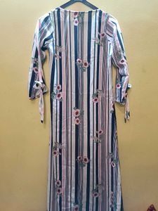 Striped Floral Duster &amp; Polka Dot Pants Set