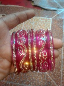 Pink & Gold Glitter Bangles