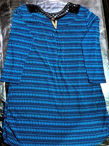 Patterned Blue Tunic Top