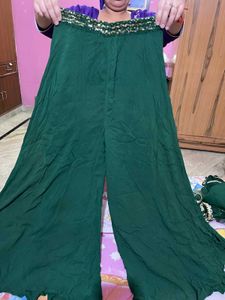 Green Sharara Suit With 2Choli For Women