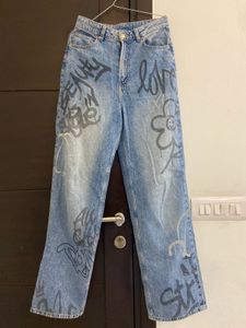 H&amp;M Graffiti Baggy Jeans