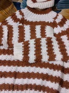 Striped Turtleneck Knit Sweater