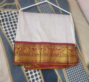 Elegant White kanchivaram silk Saree