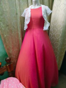 Elegant Pink Dress with Shrug