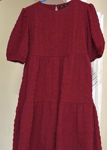 Maroon Tiered Mini Dress