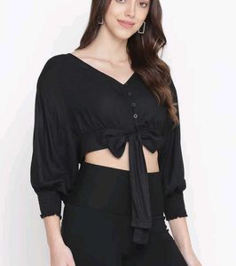 Chic Black Tie Front Top
