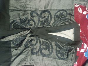 Gray And Black Designer Embroidered Saudi Abaya