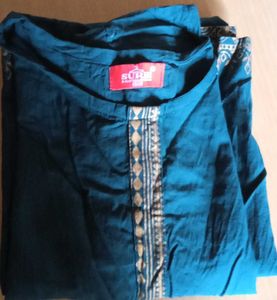 Teal Kurti with Embroidered Accents