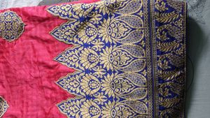 Pink Blue Embroidered Saree