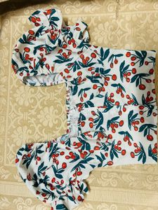 Beautiful White Cherry Printed Top